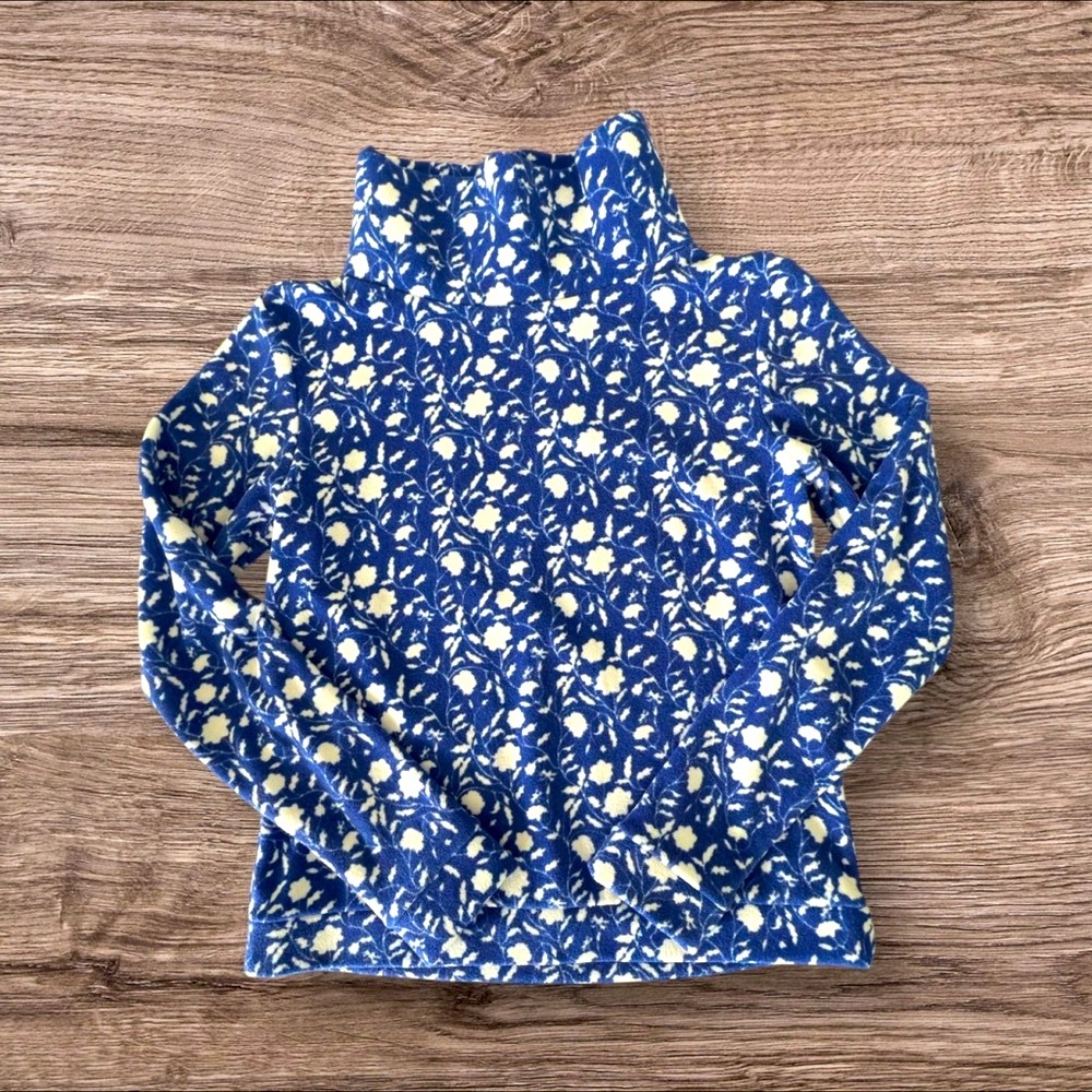 Dudley Stephens Park Slope Turtleneck Blue Floral Terry Fleece XS - Picture 6 of 9
